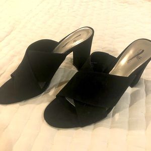 Black slip on heels